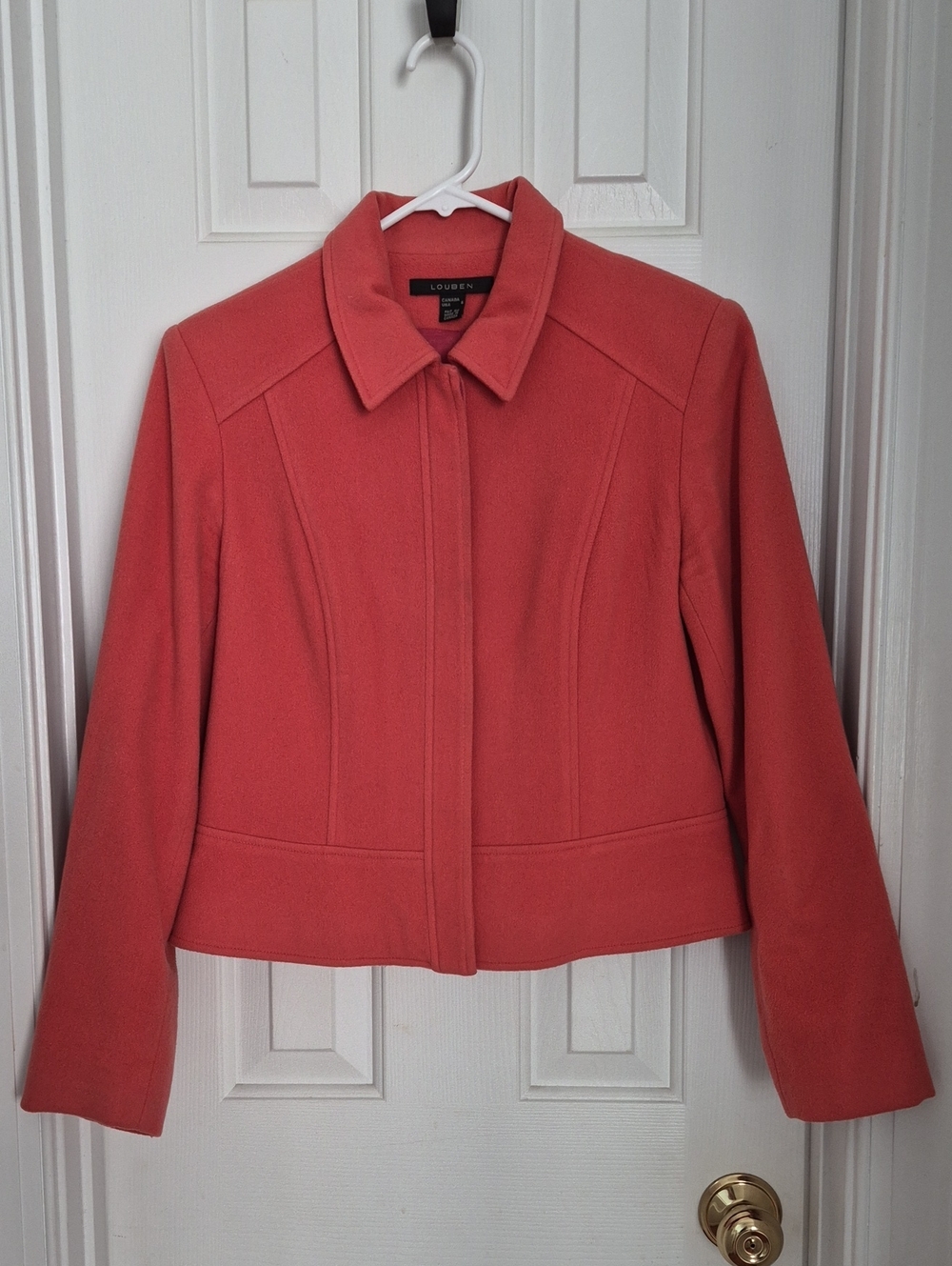 Louben Coral Pink Tailored Wool-Cashmere Blend Jacket - 6